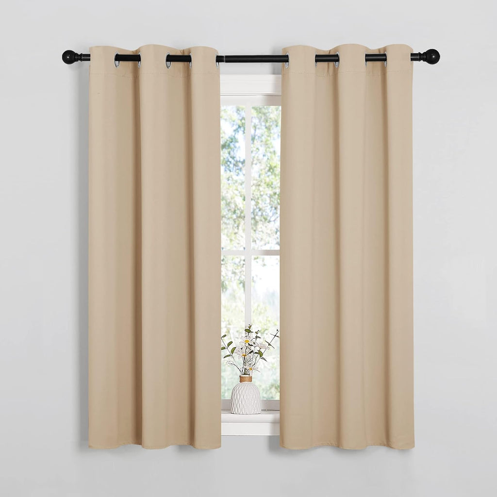 NICETOWN Room Darkening Curtains - Thermal Insulated Grommet Draperies for Bedroom | Biscotti Beige, 2 Panels (W34 x L54)