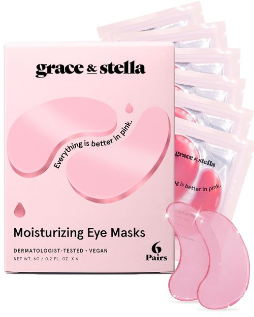 Grace & Stella Under Eye Mask - Award-Winning Gel Patches for Dark Circles & Puffiness - Vegan & Cruelty-Free (Pink, 6 Pairs)
