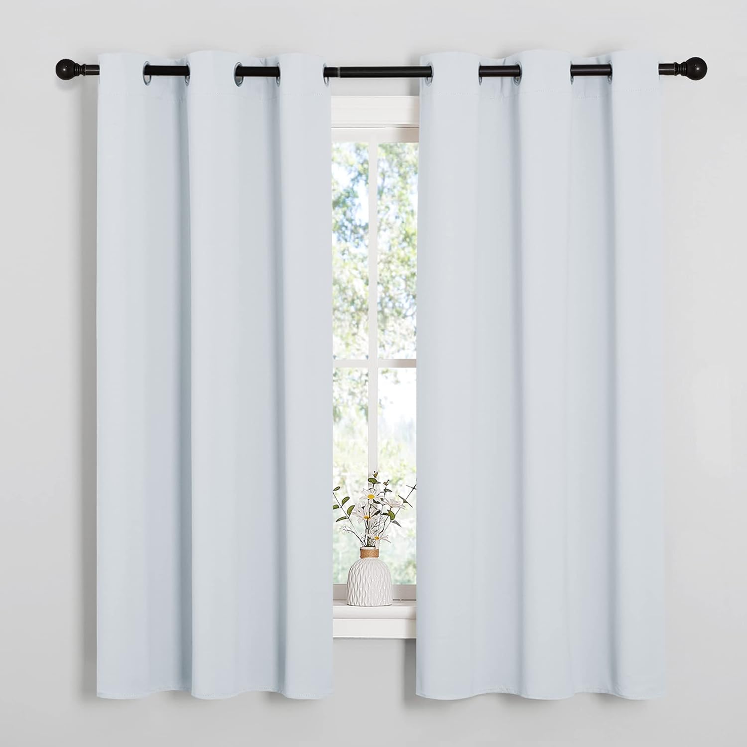 NICETOWN Thermal Insulated Grommet Curtains - Room Darkening Drapes for Bedroom | 2 Panels, 42x63, Platinum Greyish White
