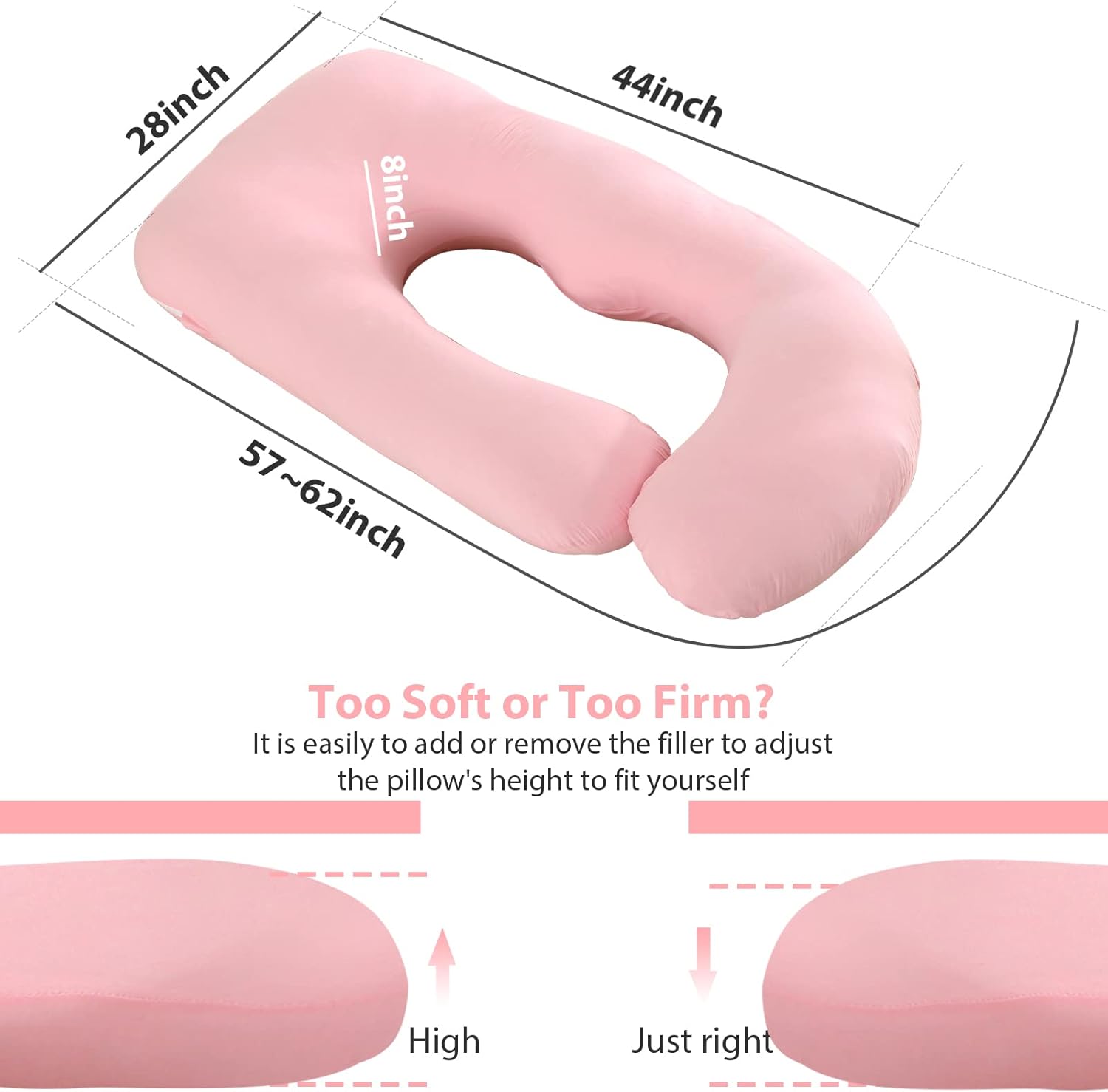 Victostar U-Shaped Pregnancy Pillow - 57 Inches Full Body Support for Back, Hips, Legs & Belly