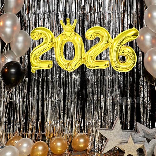 2026 Gold Crown Balloon, Happy New Year Decorations - 16 Inch