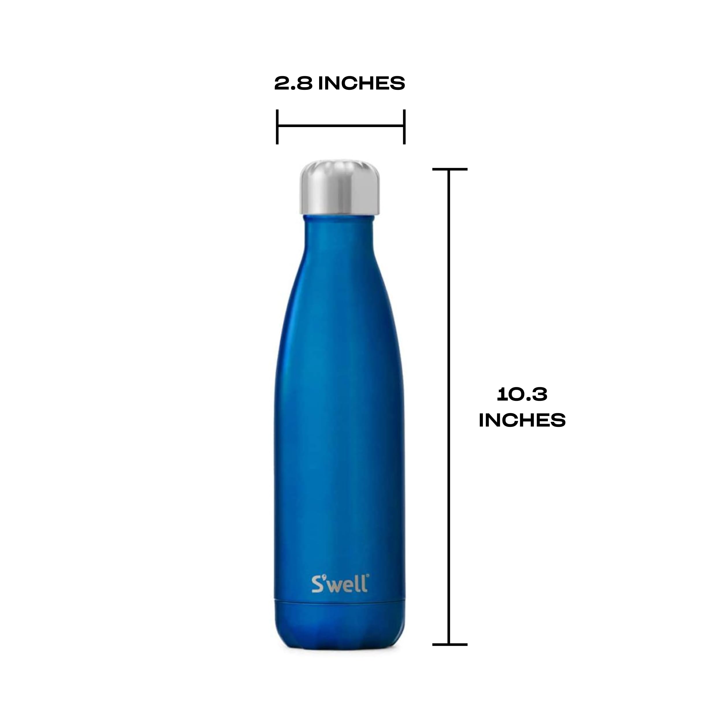 S'well Recycled Stainless Steel Water Bottle 17 Fl ounces Ocean Blue Triple-Layered Vacuum-Insulated Containers Keeps Drinks Cold for 36 Hours and Hot for 18 BPA-Free Perfect for On the Go