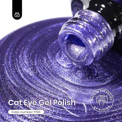 Beetles Purple Cat Eye Gel Nail Polish 15ml Glitter Shimmer Soak Off