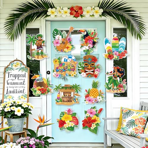 11x14 Hawaiian Luau Party Decorations Cutouts Set - 12PCS