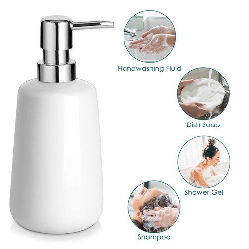 vancasso White Bathroom Accessories Set, Ceramic Soap Dispenser and Toothbrush Holder Sets, Stoneware 4 Pcs Bathroom Sink Set for Modern Home Decor