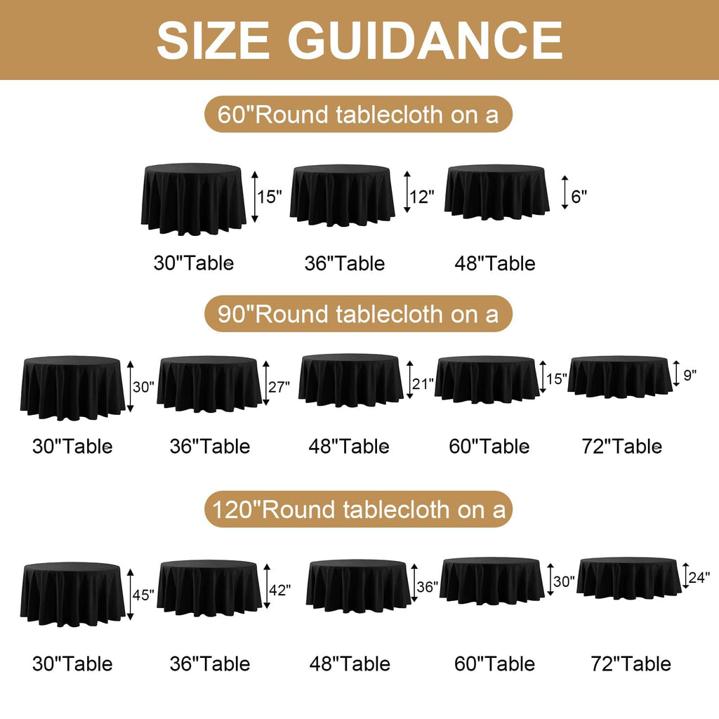 Yemosa 10Pack Black Round Tablecloth 90 Inch, Polyester Fabric Round Table Cover, Stain & Wrinkle Resistant Washable Table Cloth for Wedding, Party, Banquet, Dining Decor