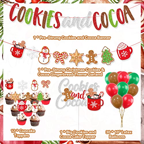 Christmas Cookies and Cocoa Party Decorations Set Banner Balloons Toppers