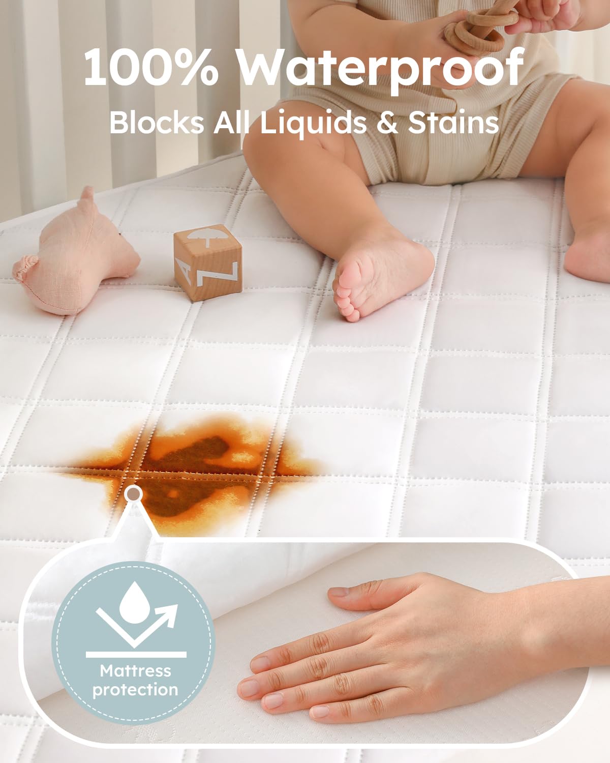 Yoofoss Waterproof Crib Mattress Protector - Ultra Soft & Breathable 2-Pack | Fits Standard Crib 52''x28''