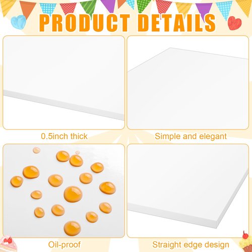 Affrolling 10 Pack 13.4 x 18.8 Inch Half Sheet Rectangle Cake Drum Board 1/2 Inch Thick Rectangular Cake Board Greaseproof Foil Corrugated Base for Desserts Display, White