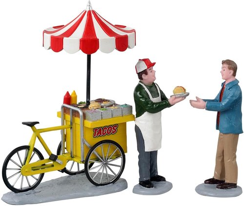 Lemax Taco Cart | Set of 3 Colorful Miniature Food Stands for Holiday Decor