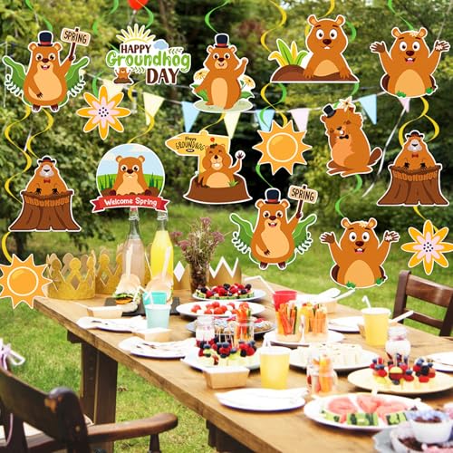 Groundhog Day Hanging Swirls Decorations - 40Pcs Party Decor