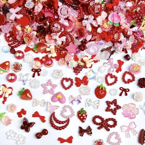 150 Pcs 3D Resin Nail Charms Assorted Flatback Floral and Fruit Gems