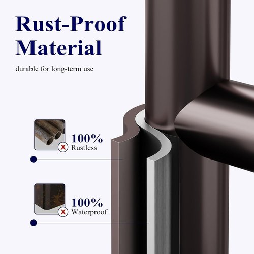 Kitsure Free Standing Toilet Paper Holder - Rustproof Metal Stand for 4 Rolls with Anti-Slip Base & Shelf, Medium Brown