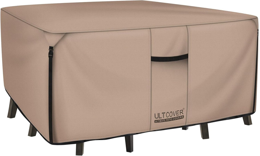 ULTCOVER Square Patio Table Cover - Heavy Duty 600D Waterproof Canvas for Outdoor Furniture | 94 Inch