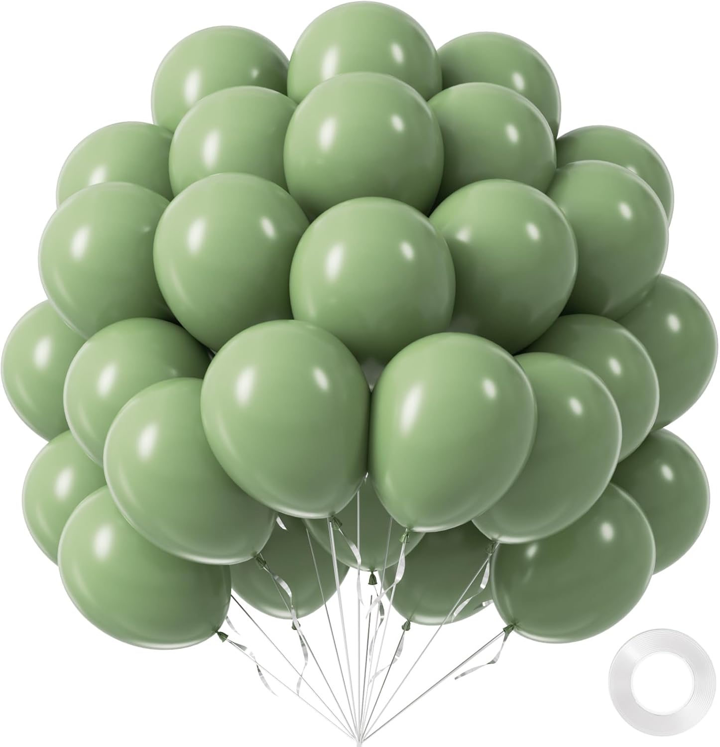 Sage Green Balloons - 12 Inch Light Pastel Latex Balloons | 50 Pack for Weddings & Parties