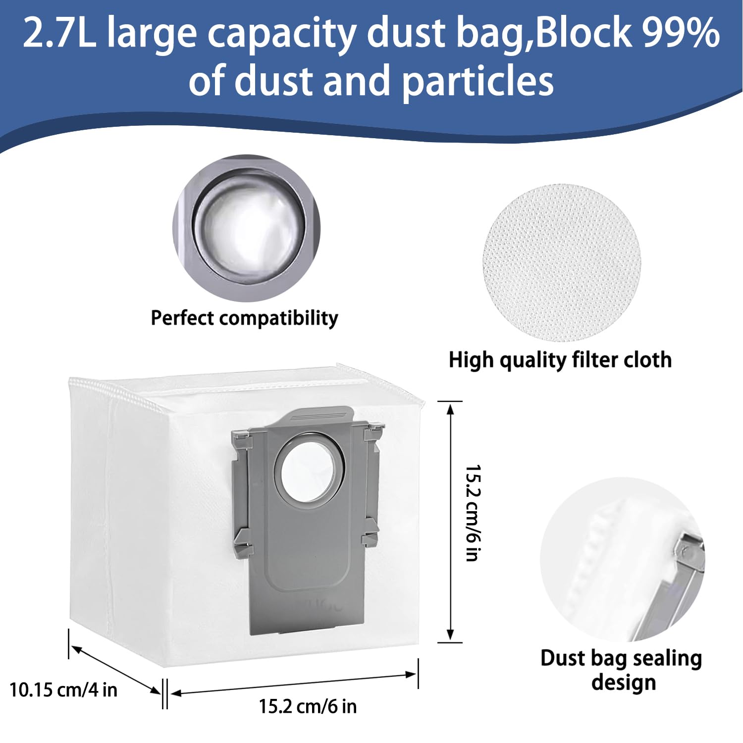 Replacement Accessories Kit Compatible with Roborock Q10 S5/Q10 S5+/Q10 X5/Q10 X5+ Robot Vacuum Cleaner Parts 2 Main Brush 4 HEPA Filters 6 mop Pads 6 dust Bags 6 Side Brush