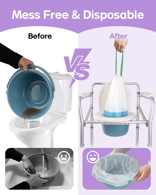 Commode Liners for Bedside Commode, 120 Count Universal Fit, Disposable Toilet Bags for Bedside Commode, Portable Toilet, Bed Pan, Medical Grade & Lavender Scented