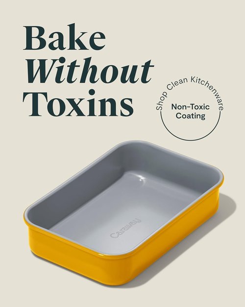 Caraway Nonstick Baking Pan Duo - 9” x 6.5” Deep Ceramic Pan, Non-Toxic & PTFE Free - Marigold Color