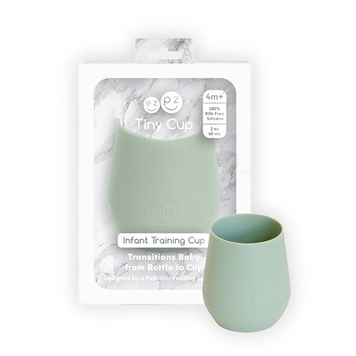 Ezpz Tiny Cup - 100% Silicone Training Cup for Infants | Sage Color - Ideal for Baby-Led Weaning