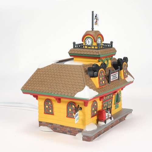 Department 56 Mickey Mouse Train Station | Lit Building Decor, 5.67 Inch, Multicolor