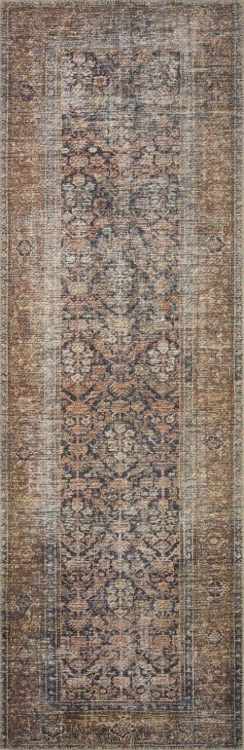Loloi Amber Lewis Billie Collection, Ink & Salmon 3'-6" x 5'-6" Area Rug – Antique & Distressed Accent Rugs for Living Room, Bedroom, Entryway & Hallway, No Shed High Traffic Area Home Decor Rug