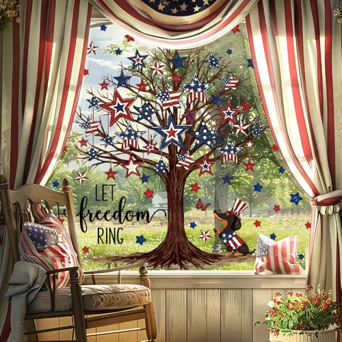Reusable 4th of July Window Clings - Patriotic Tree Stickers