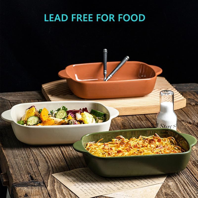 Regine Switzerland Ceramic Casserole Dish - 33oz Covered Rectangular Bakeware | Oven & Dishwasher Safe