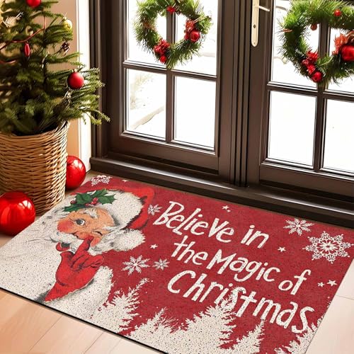 Christmas Doormat with Santa Claus Design | 16" x 24" Non-Slip Mat