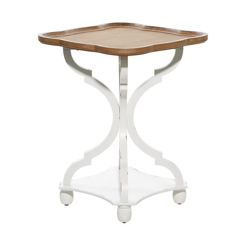 Deco 79 Wooden Side End Accent Table End Table with Brown Wood Top, Side Table 20" x 20" x 25", White