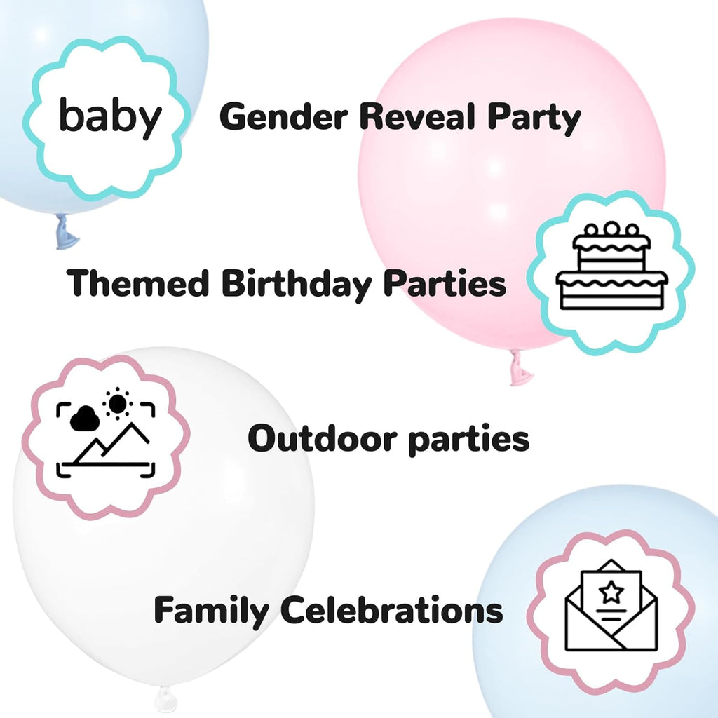 Pastel Pink & Blue Balloons by [Brand Name] - 100 Pack 12-Inch Latex Balloons with 65ft Ribbon for Gender Reveal & Baby Shower Decor