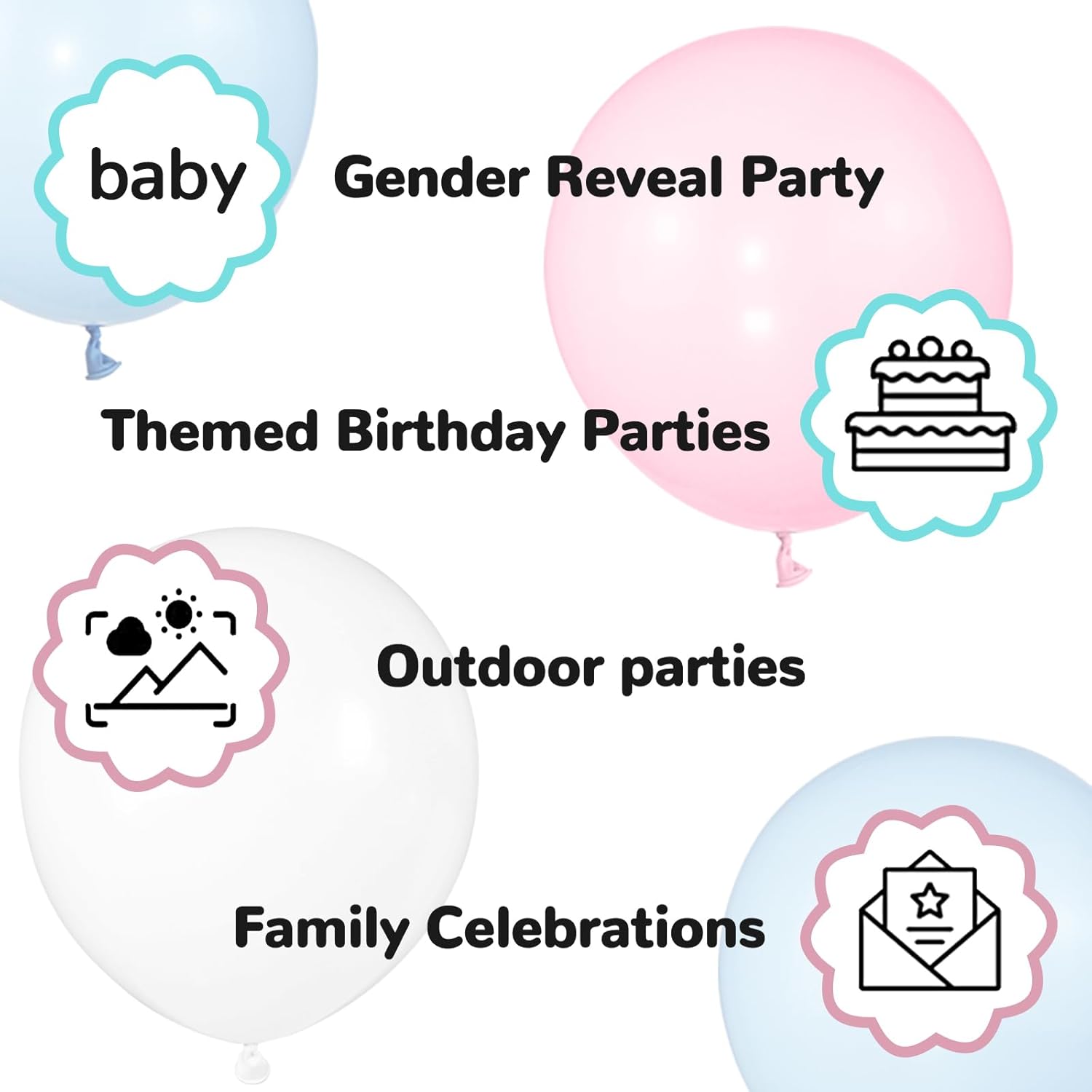 Pastel Pink & Blue Balloons by [Brand Name] - 100 Pack 12-Inch Latex Balloons with 65ft Ribbon for Gender Reveal & Baby Shower Decor