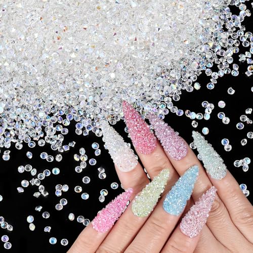 Umillars 30000 Pcs 1.5mm Mini Nail Rhinestones Clear AB Pixie Crystals