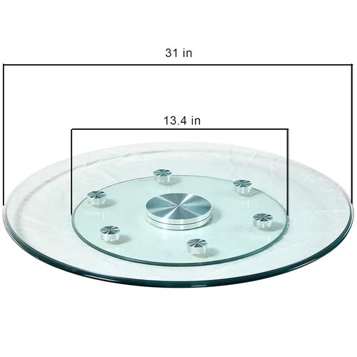 Glass Lazy Susan,30.99" Glass Lazy Susan for Dining Table Turntable Centerpiece with Swivel Assist System & Smooth Spin Round Tabletop Rotating Tray (30.99 in)