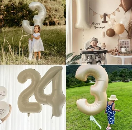 40 Inch Large Number Balloon - Cream White 4 Balloon for Birthday Parties & Graduations | Wedding Supplies