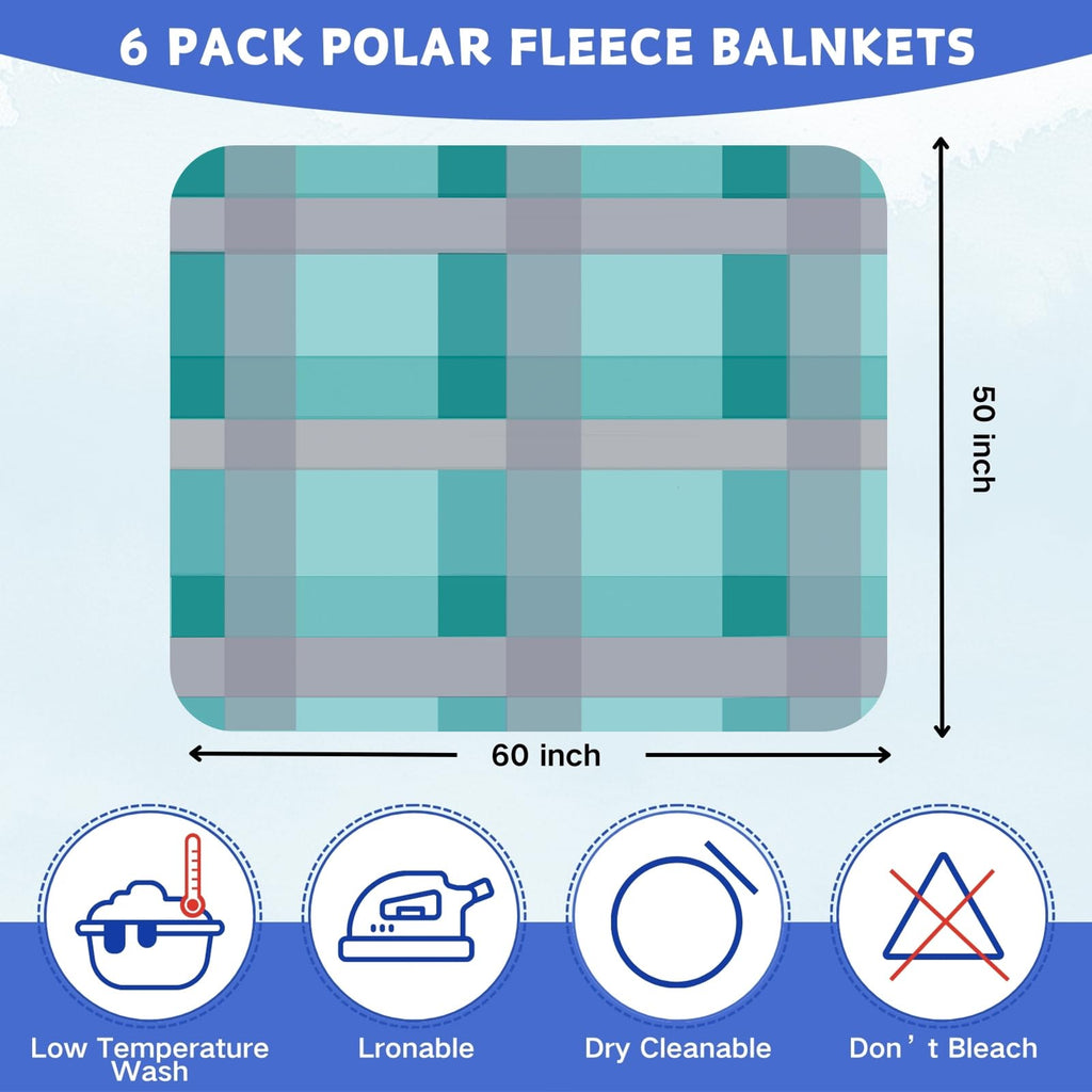CZFZTXL Fleece Throw Blankets Bulk Fleece Blankets Solid Wholesale Lightweight Warm Soft for Pet Bed Sofa Office Wedding Gifts Travel Seasons Multiple Plaid 50x60 Inches Pack of 6