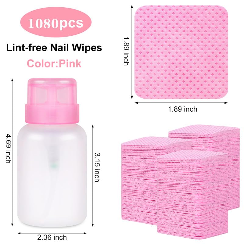 Lint Free Nail Wipes and Pump Dispenser Bottle for Gel Polish Remover
