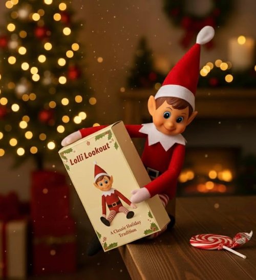 Lolli Lookout™ Holiday Elf - 14” Nostalgic Christmas Decoration in Gift Box | Festive Shelf Sitter Décor