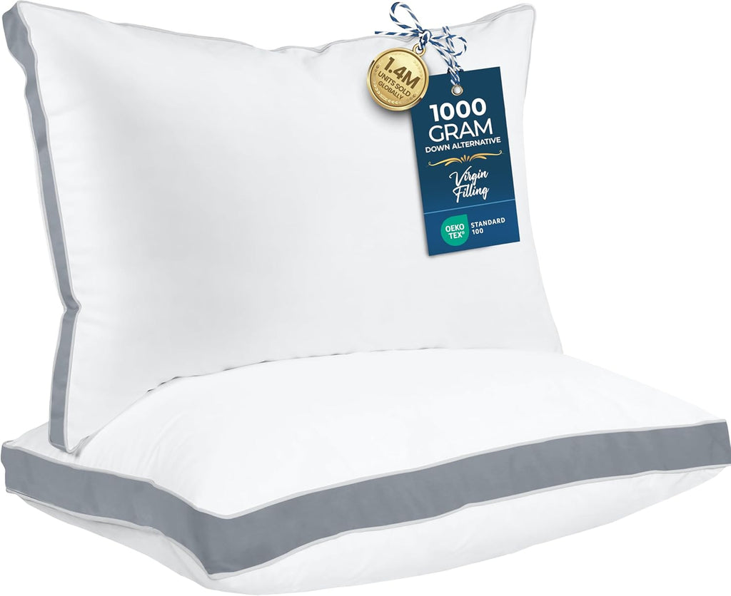 Utopia Bedding Bed Pillows - Soft & Fluffy Down Alternative | Queen Size (Grey), Set of 2, Cooling Comfort
