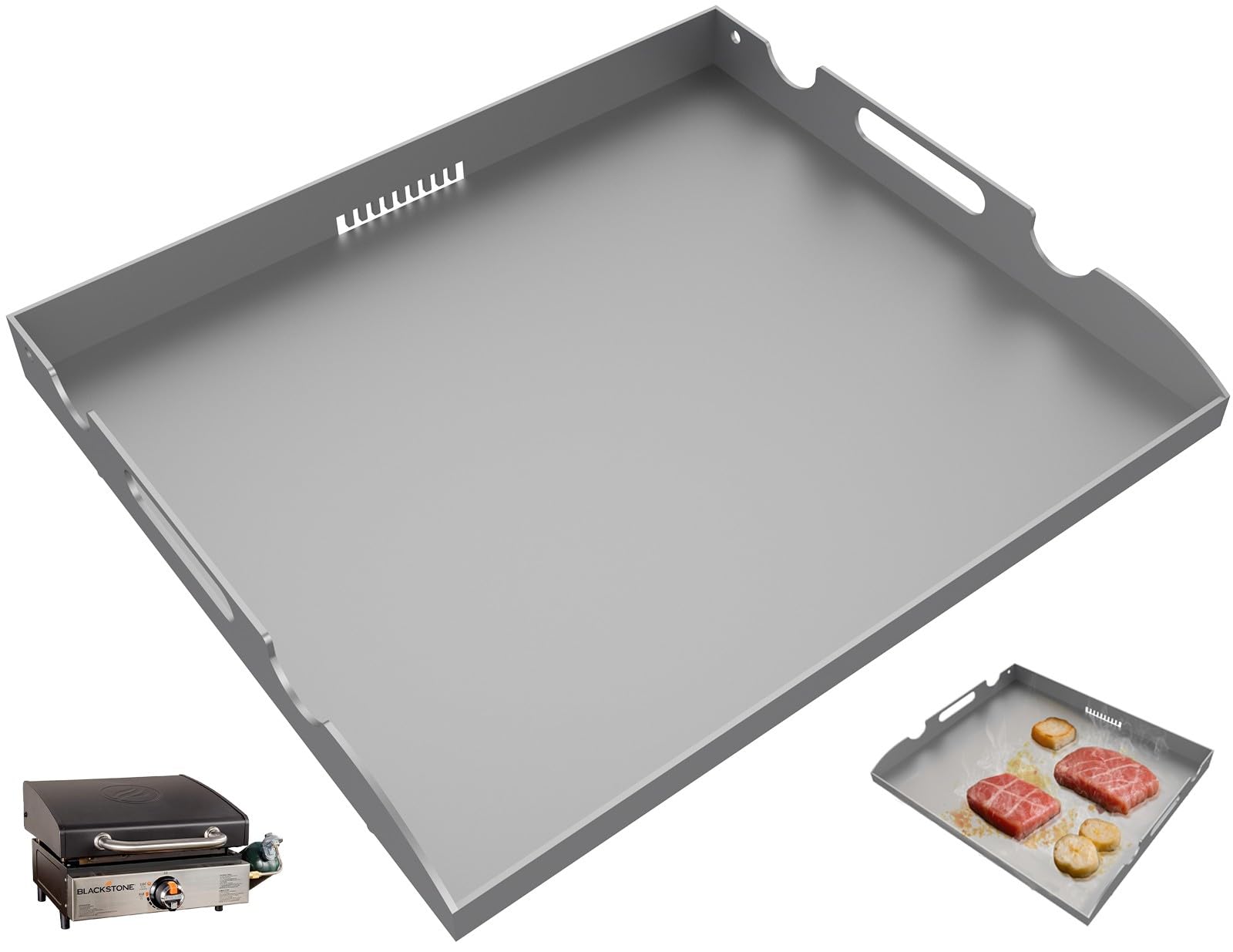 Upgrade Griddle Top Replacement for Blackstone 17" TableTop Griddle w/Rear Grease System, Flat Top Griddle for Blackstone Accessories 1814 1819 Adventure Ready 1832 1971, Heavy-duty Steel Grill Plate