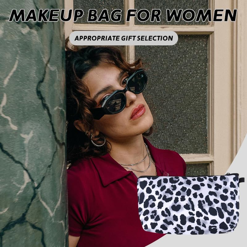 Sudaporn White Cheetah Print Canvas Travel Toiletry Makeup Bag
