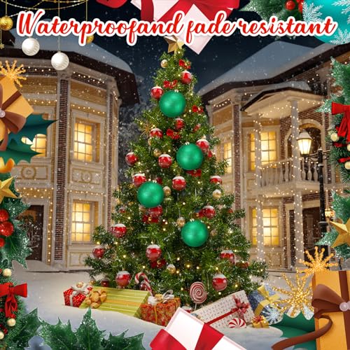 Liliful 4-Pack Large Outdoor Christmas Ornament Balls Glitter Green - Jumbo Fillable Xmas Tree Decorations