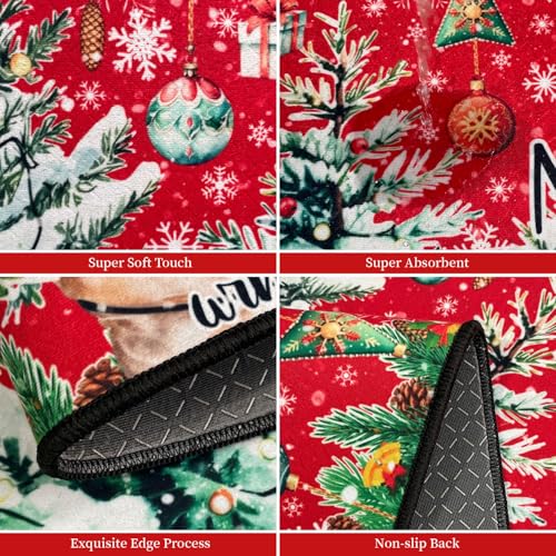 Christmas Kitchen Rugs Set of 2 Non-Slip Washable Snowflake Holiday Floor Mats