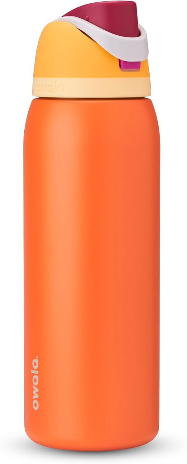 Owala FreeSip Insulated Stainless Steel Water Bottle - 40 oz BPA-Free | Citrus Crush for Sports & Travel