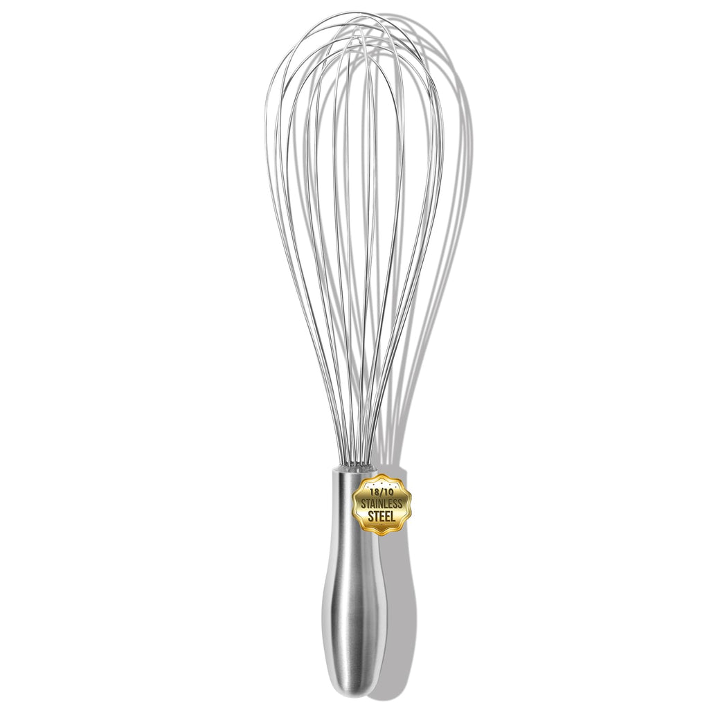 OYV 12" Whisk for Cooking, Ergonomic Handle, Dishwasher Safe 18/10 Stainless Steel Whisk, Professional Kitchen Wire Whisk, Perfect for Blending, Whisking, Baking, and Beating