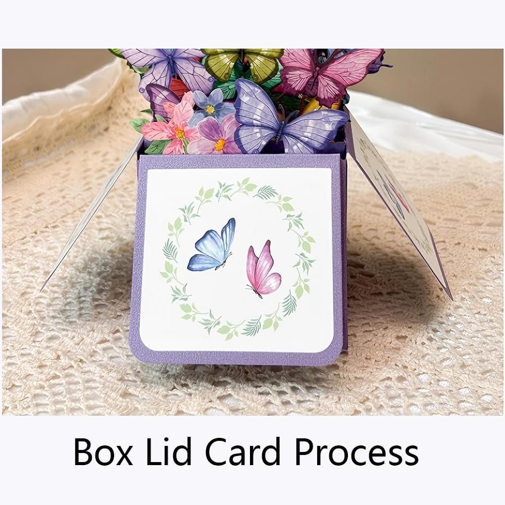 Regine Switzerland Pop-Up Greeting Cards - Butterfly & Bouquet Design with Envelopes | Perfect for Family & Friends