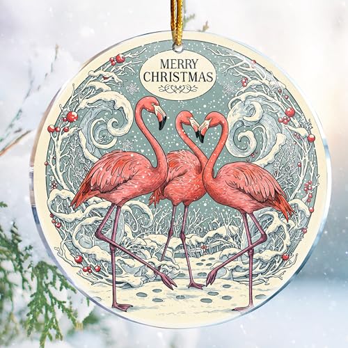 Flamingo Christmas Ornament - Pink Acrylic Keepsake Gift