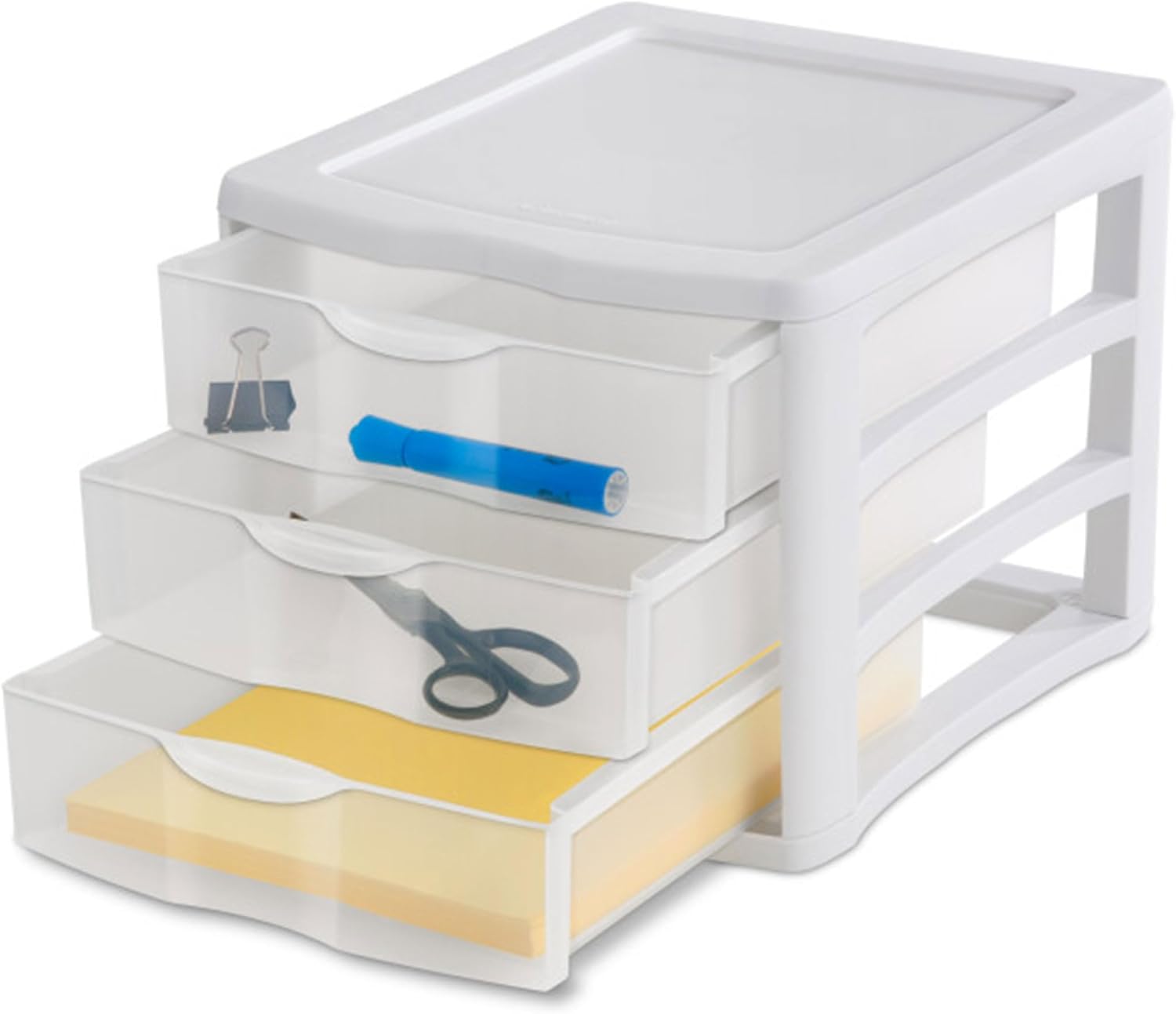 Sterilite ClearView Compact Stacking Drawer Organizer System - 3 Drawers, 8 Pack for Efficient Storage