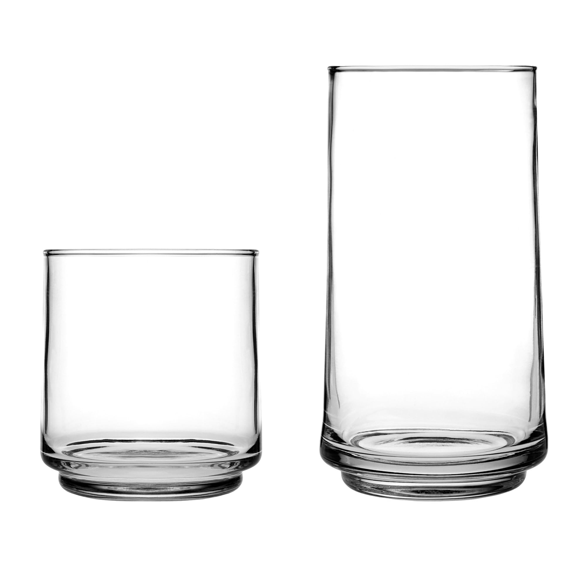 Anchor Hocking Finlandia Drinking Glasses, 16 Piece Set, (8) 12 Ounce, (8) 16 Ounce, Clear Glass