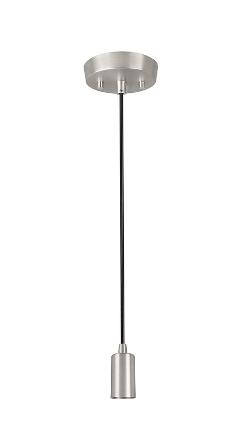 Aspen Creative 21046, One-Light Hanging Socket Pendant Fixture with Matte Satin Nickel Socket and 5 feet of Black Cord