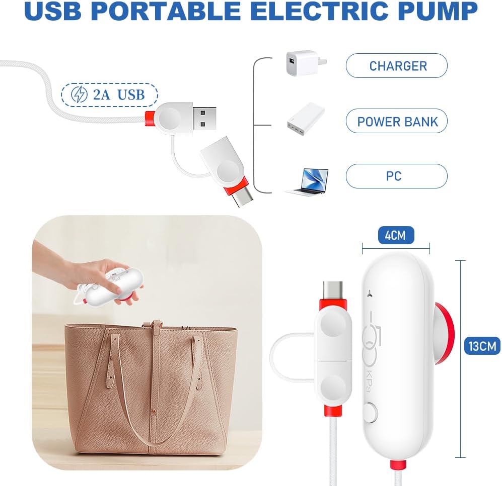 Vacbird Vacuum Storage Bags - 15 Pack Travel Size with USB Pump | Space-Saving Solution for Clothes